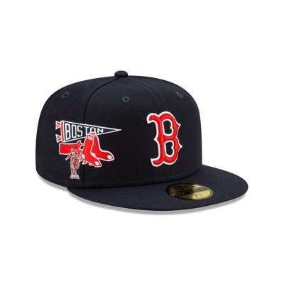 Blue Boston Red Sox Hat - New Era MLB City Patch 59FIFTY Fitted Caps USA9324150